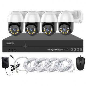 Systeme videosurveillance nvr poe 4 canaux 4 cameras motorisees intelligentes cables offerts